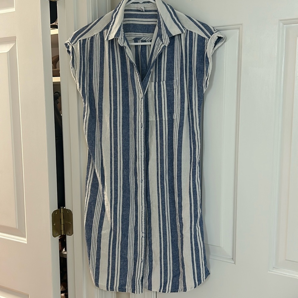 Striped linen dress/coverup